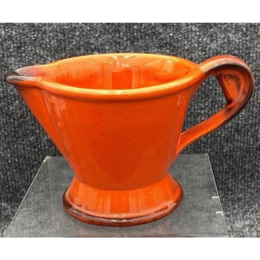 Vintage Metlox Poppy Trail Red Rooster Creamer Open Sugar Bowl Set Burnt Orange